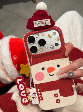 红色围巾雪人帽子新款适用苹果17Pro手机壳iPhone16max13小米15华为mate80pura70k80Reno14荣耀400x300findx9