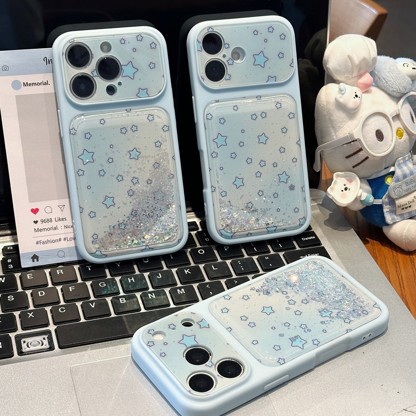 晕染蓝星星流沙壳新款适用苹果17pro手机壳iPhone16max12小米15华为mate70pura90K80note14reno13荣耀400x300