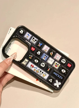 米奇小元素键盘壳适用苹果16promax手机壳创意iPhone14Promax防摔全包iphone15plus软壳13pro可爱ip12男女款