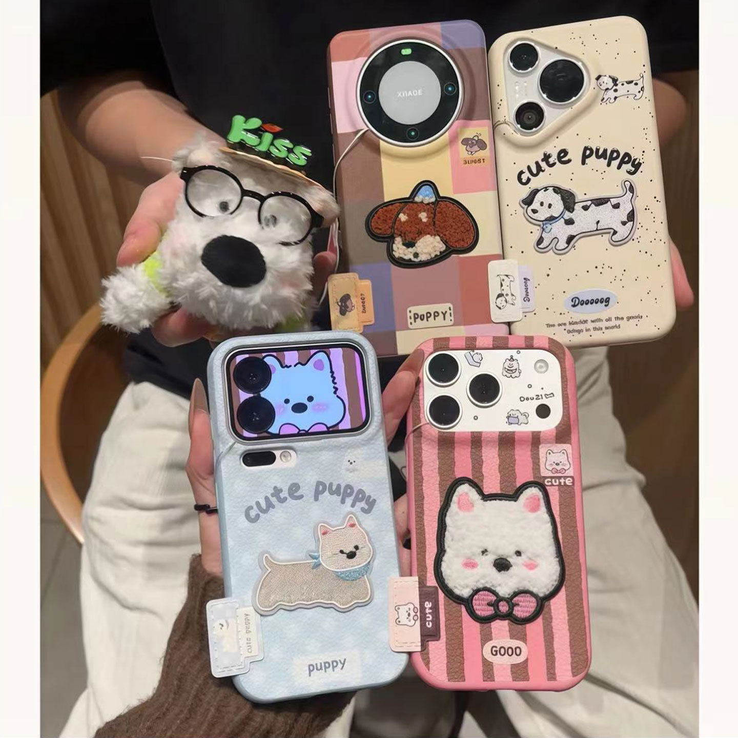 刺绣斑点狗标签新款适用苹果17Pro手机壳iPhone16max小米15华为mate80pura70k80nova14荣耀400vivox300magic7