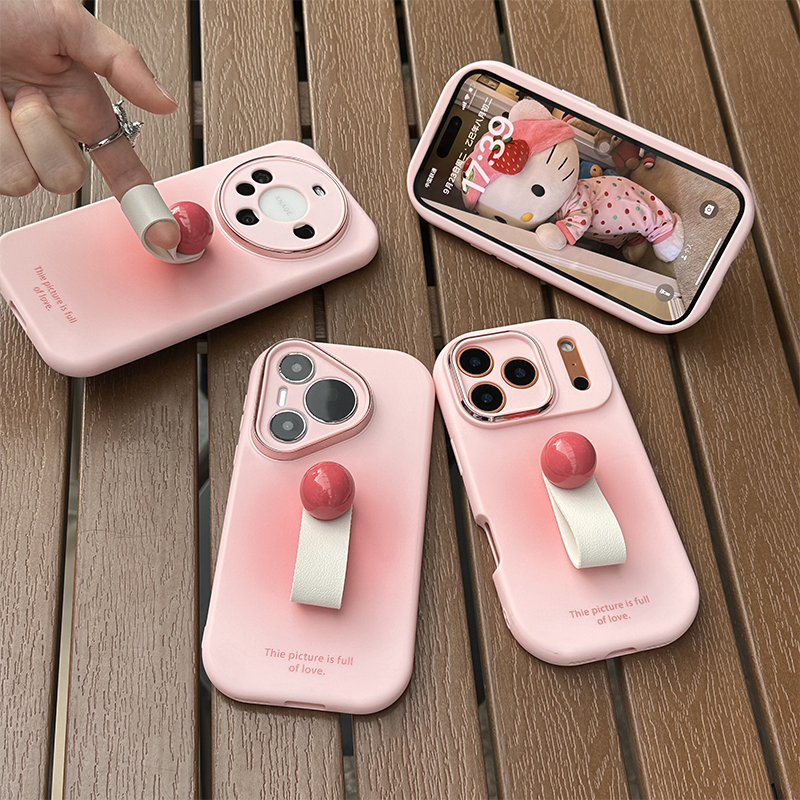 粉渐变晕染指环新款适用苹果17Pro手机壳iPhone16max小米15华为mate80pura70k60nova14荣耀300x200oppofindx8