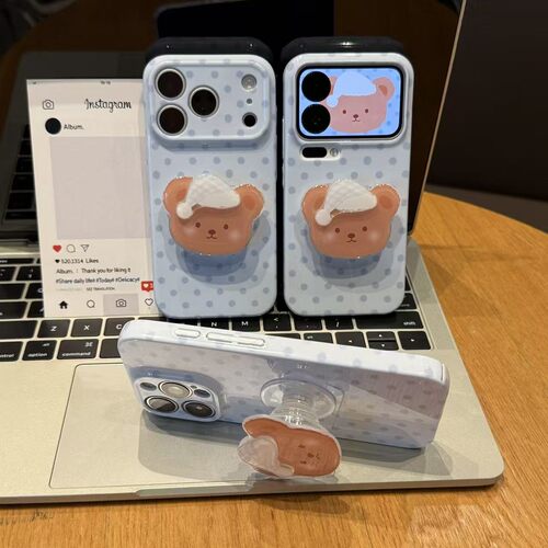 软萌睡帽小熊新款适用苹果17Pro手机壳iPhone16max小米15华为mate80pura80k90nova14reno13荣耀400x300findx9