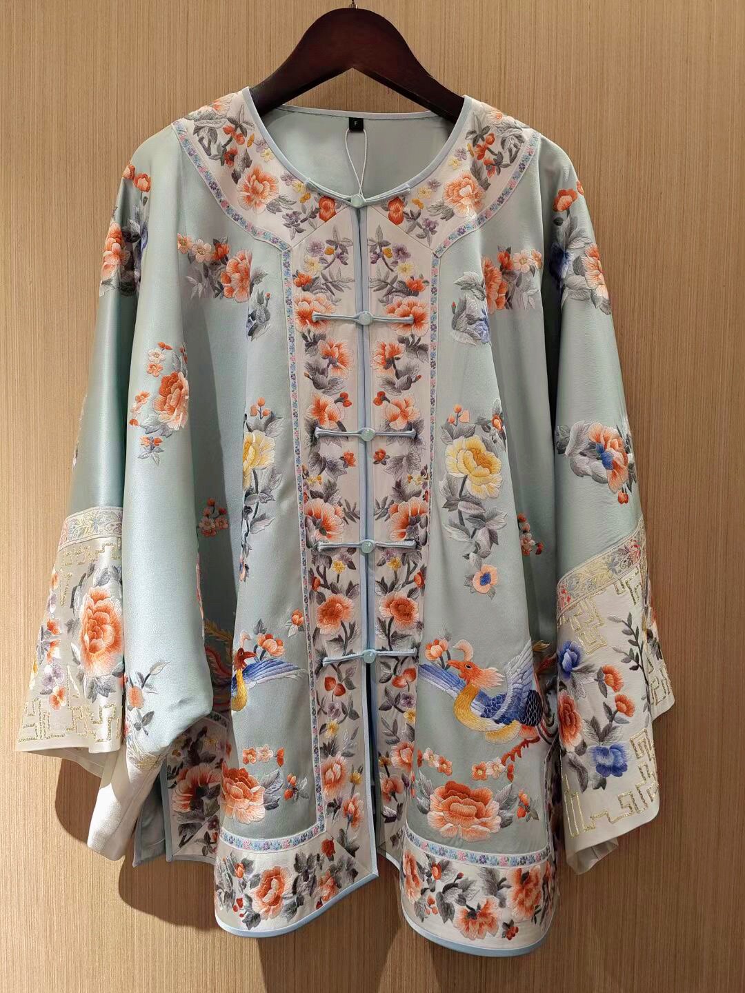 中国风故宫紫禁城真丝手工苏绣刺绣凤凰牡丹清宫娘娘旗袍氅衣外套