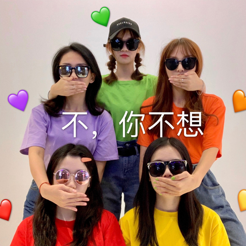 纯棉体恤2020夏季新款糖果色纯色姐妹短袖宽松T恤女闺蜜上衣班服