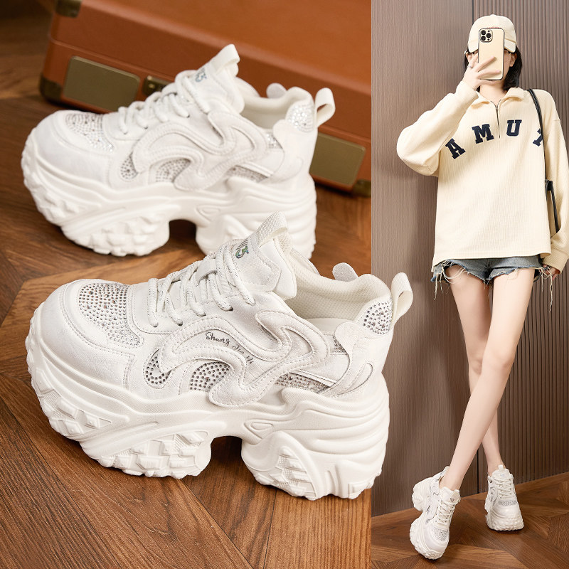 水钻老爹鞋女2026春季新款小个子内增高松糕厚底运动鞋百搭休闲鞋,女鞋,老爹鞋,淘宝优惠券,粉丝福利购,淘宝优惠卷