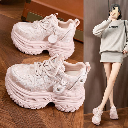 内增高老爹鞋女9cm厚底百搭休闲运动鞋时尚松糕底欧洲站女鞋ins潮