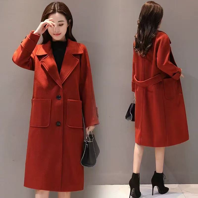 妃蝶轩【断码清仓】大码女装大衣秋冬季时尚休闲百搭毛呢外套5068