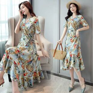 夏季 大码 女装 妃蝶轩 优雅短袖 清仓 时尚 雪纺连衣裙927 断码