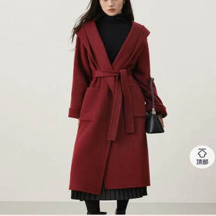 大码 清仓 女装 气质优雅长款 毛呢外套6526 妃蝶轩 连帽浴袍式 断码