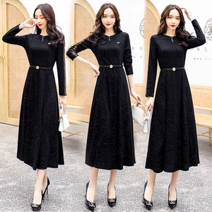 妃蝶轩【断码清仓】大码女装秋季时尚优雅中长款修身连衣裙 113