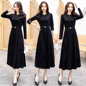 妃蝶轩【断码清仓】大码女装秋季时尚优雅中长款修身连衣裙 113