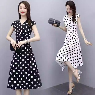 女装 清仓 春夏季 时尚 601 妃蝶轩 超值百搭A字波点连衣裙 断码