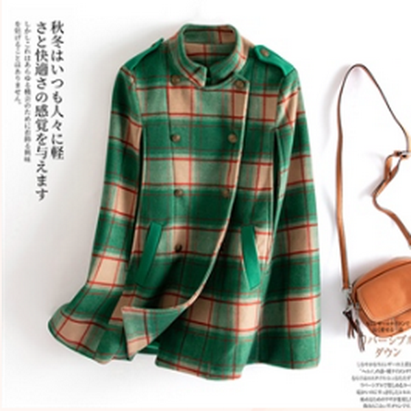 妃蝶轩【断码清仓】秋冬新款时尚外套斗篷毛呢外套女