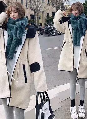 妃蝶轩【断码清仓】大码女装秋季时尚奢华羊羔毛连帽外套 8131