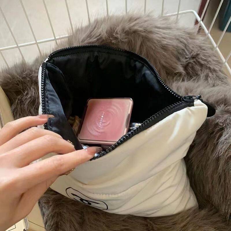 thumbnail for 2025 new red book same high-quality down cotton large-capacity cosmetic bag women's portable travel storage bag