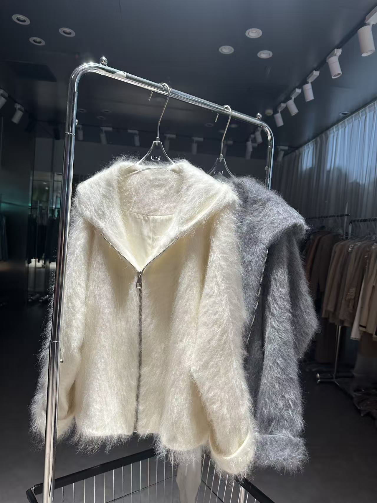 连帽开衫冬季拉链显瘦蝙蝠侠 羊绒羊毛拉绒大衣韩版网红白色百搭