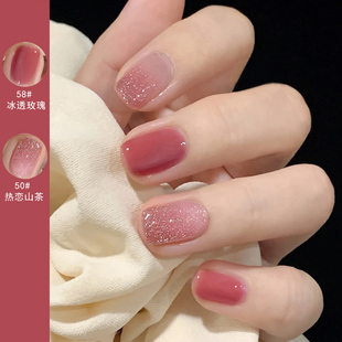油性指甲油女2025年新款免烤快干不可剥持久裸色爆闪网红碎钻春夏