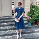 盐系减龄披肩牛仔连衣裙女2025春秋季新款收腰显瘦高级感衬衫长裙，女装连衣裙，世纪海洋