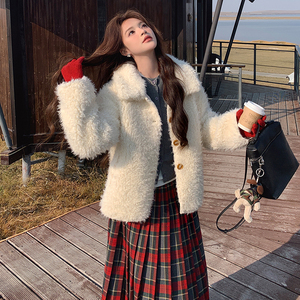 【下架】羊驼绒皮毛一体外套加厚保暖155-2466-P175控275,女装皮草,世纪海洋