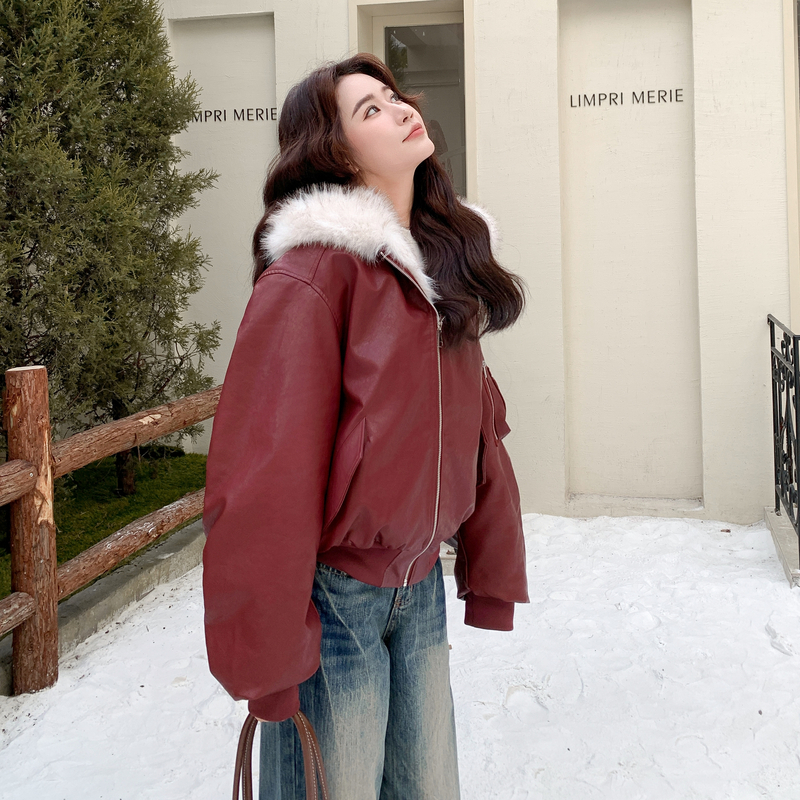 大翻毛连帽PU皮衣155-8688-P205K280,女装皮衣,世纪海洋 大翻毛连帽PU皮衣155-8688-P205K280,女装皮衣,世纪海洋