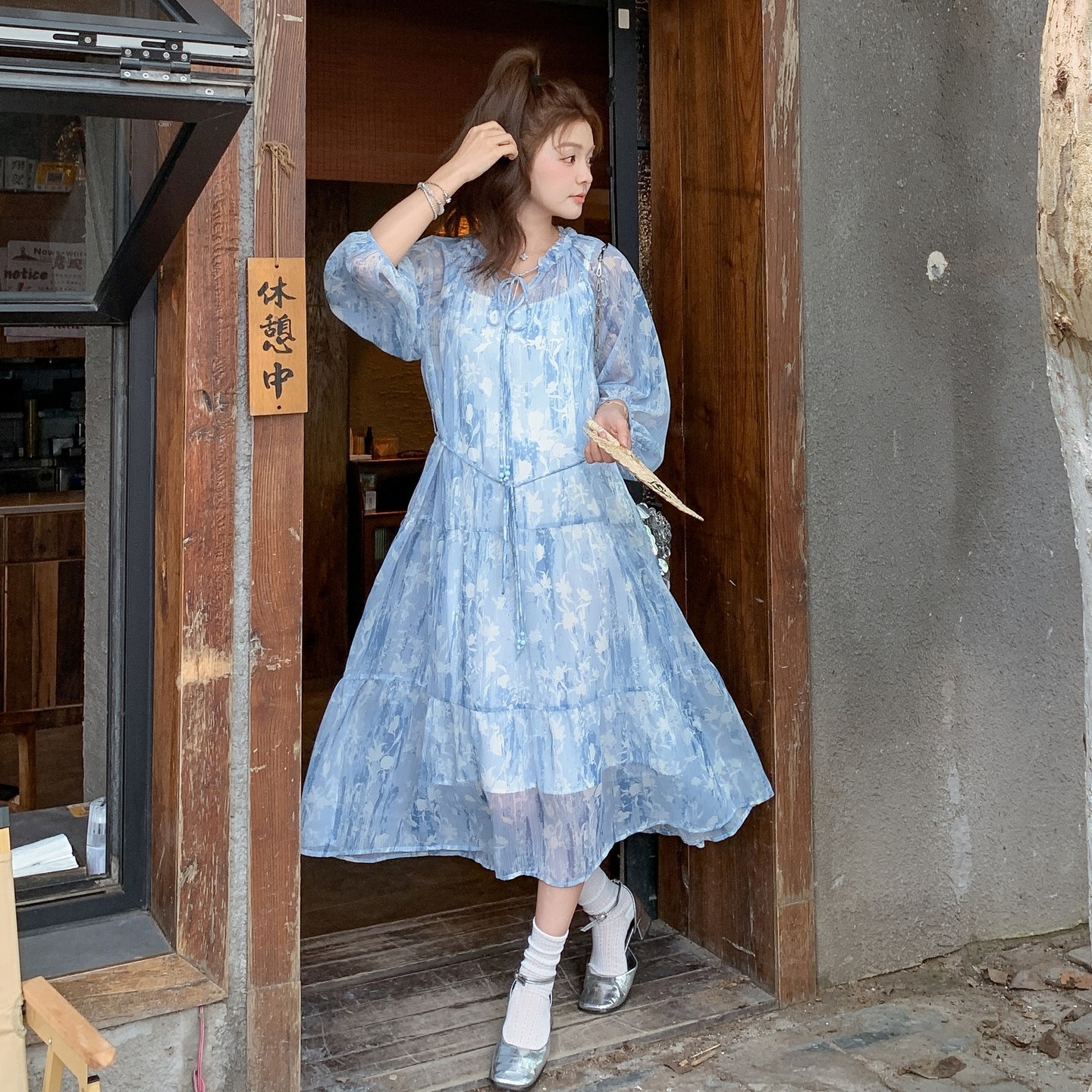 【现货】木耳边领拼接裙摆中袖连衣裙155-8598-P125K195,女装连衣裙,世纪海洋