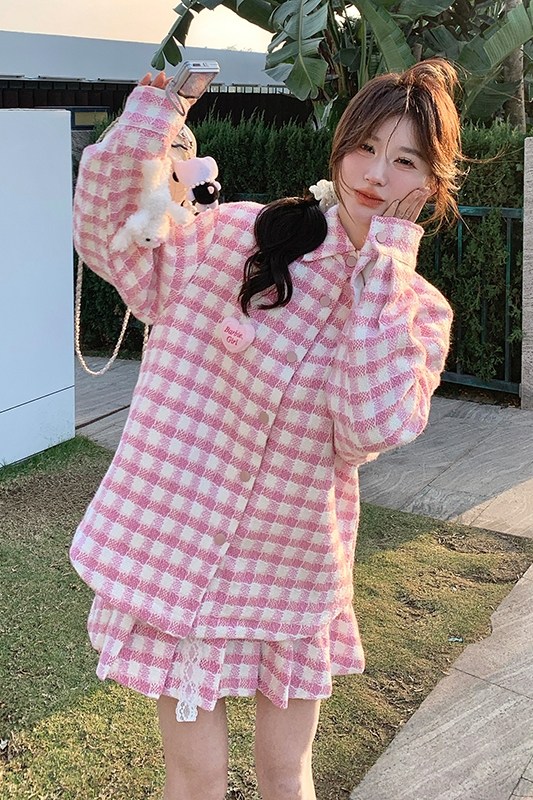 【现货】毛呢格子加棉外套+短裙155-8651-P195K270,女装套装/套裙,世纪海洋