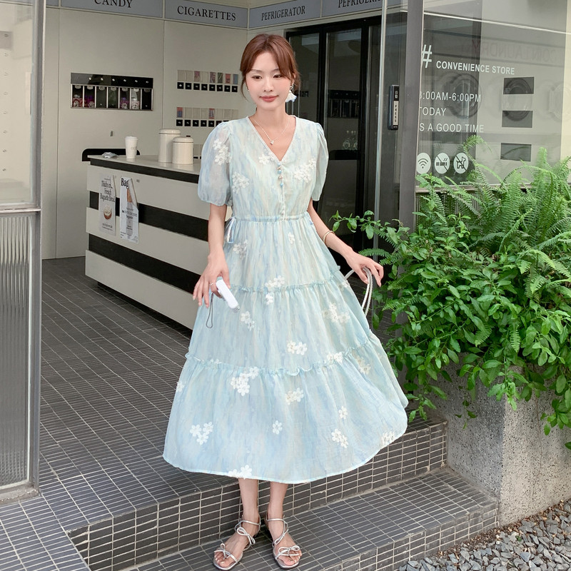 【现货】法式复古碎花连衣裙155-8610-P140K210,女装连衣裙,世纪海洋