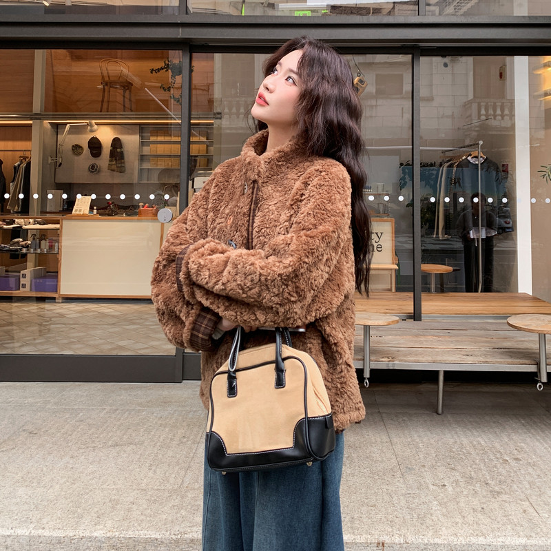 皮毛一体羊羔毛外套155-8706-P225K325,女装短外套,世纪海洋