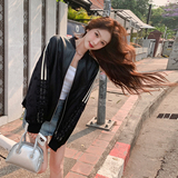 条纹拼接缎面pu皮衣外套女秋季2025优雅高级感流行学院风夹克上衣，女装短外套，世纪海洋