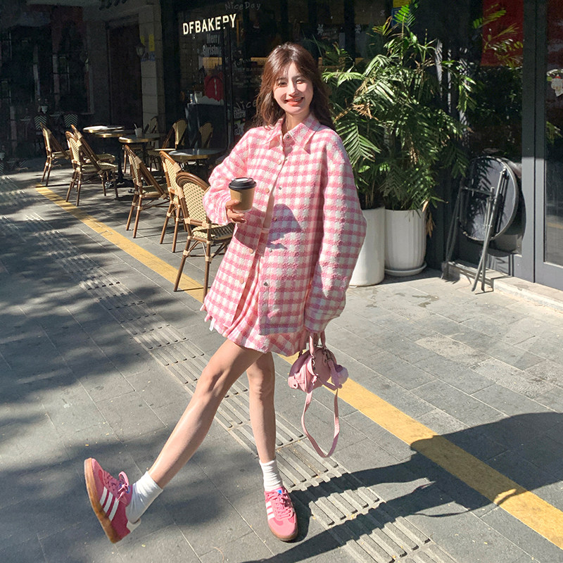 【现货】毛呢格子加棉外套+短裙155-8651-P195K270,女装套装/套裙,世纪海洋
