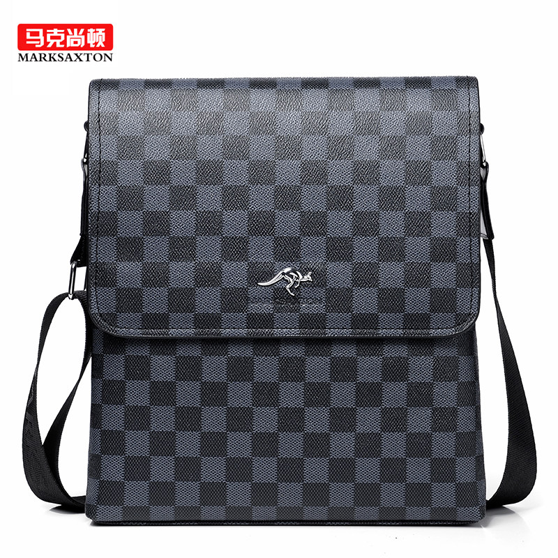 亏本促销男包单肩包商务休闲斜挎包男士包包新款潮流格纹带盖背包