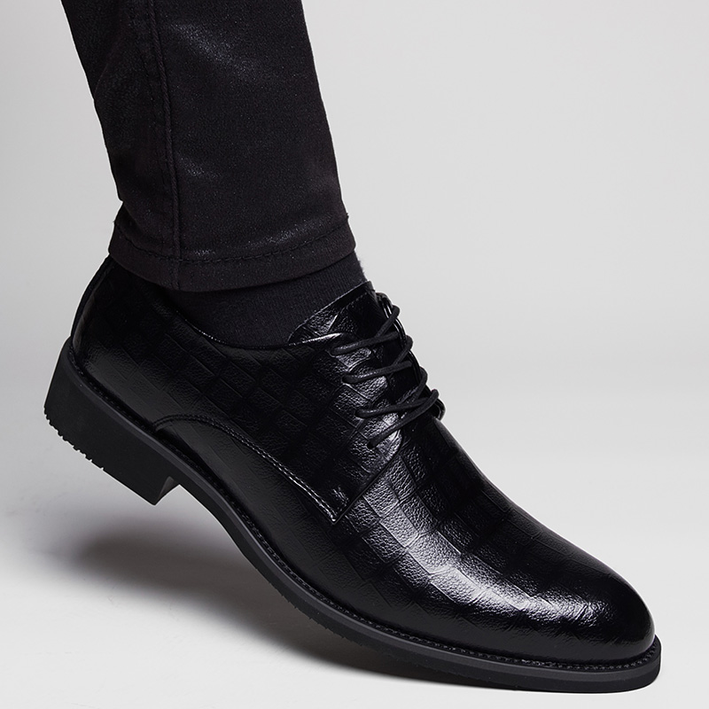 奥尔彼商务正装内增高英伦皮鞋男