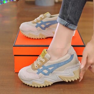 炸街厚底老爹鞋女2024秋季新款运动休闲秀气小个子内增高女鞋ins