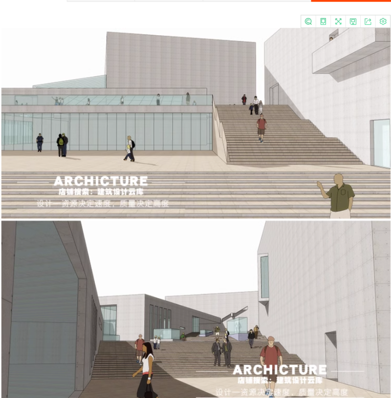 城市活动中心/文体中心清水混凝土滨水建筑su模型草图大师