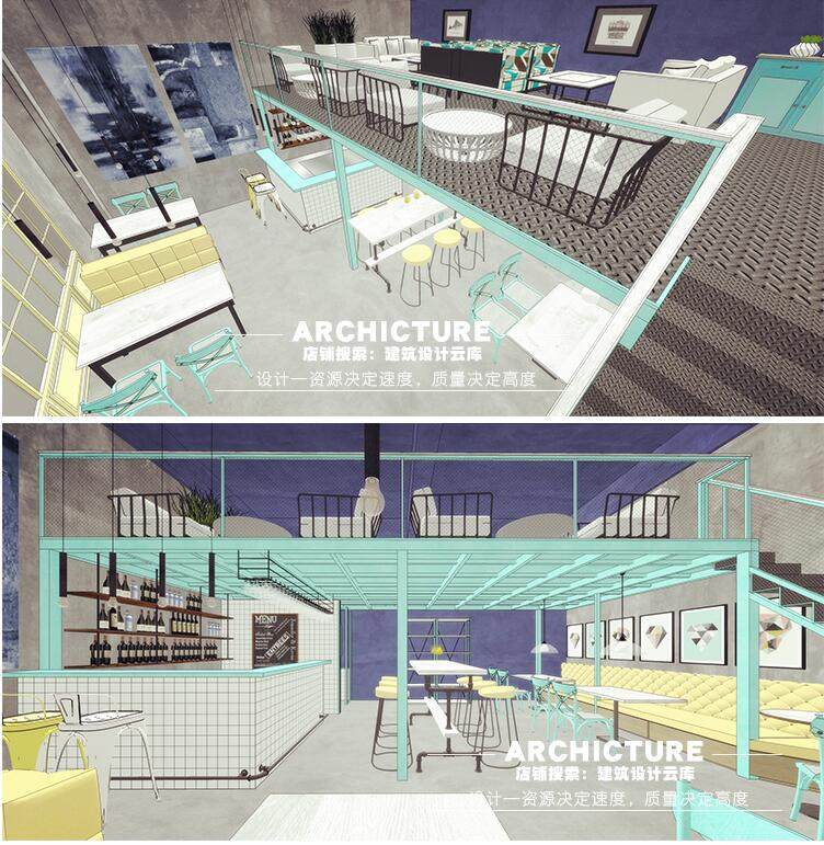 现代钢结构偏工业风/夹层阁楼酒吧酒馆/茶座/室内工装装修/su模型,商务/设计服务,设计素材/源文件,淘宝优惠券,粉丝福利购,淘宝优惠卷