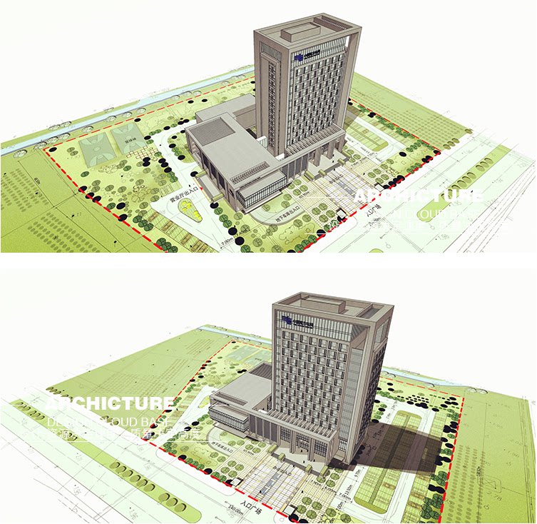 现代/企业总部中心/办公/综合服务楼/高层建筑设计大厦/su模型