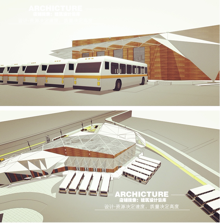 现代异形折面解构主义客运站车站汽车站交通建筑规划设计su模型