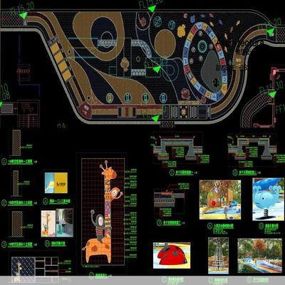 创意儿童乐园主题架空层高端小区景观规划设计cad施工图