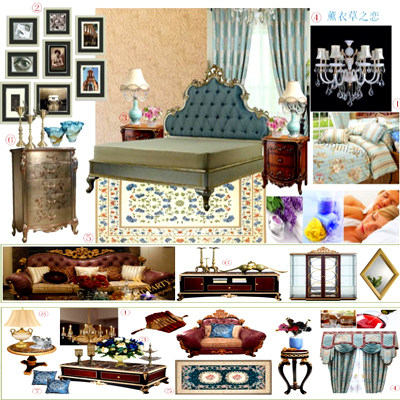 2套法式新古典贵族风格别墅软装概念配置PPT方案模板可编辑