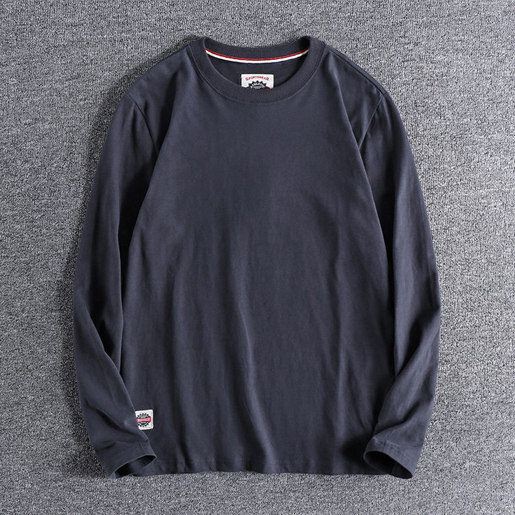 个色日系复古长袖t恤简约