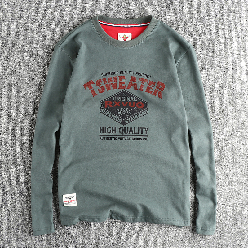 复古字母图案港风潮流长袖