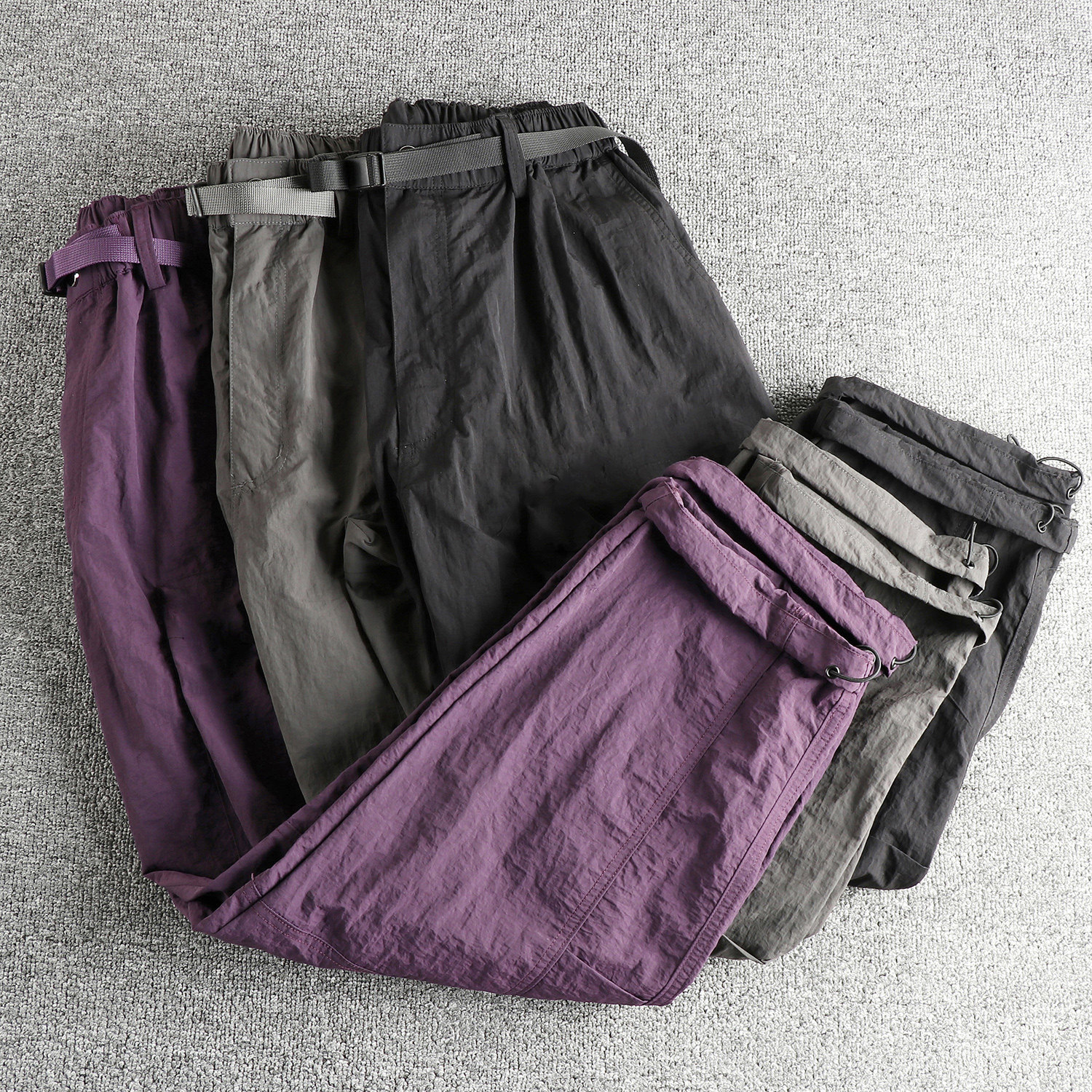 香港版户外复古机能潮流工装休闲裤男立体口袋速干面料宽松直筒裤