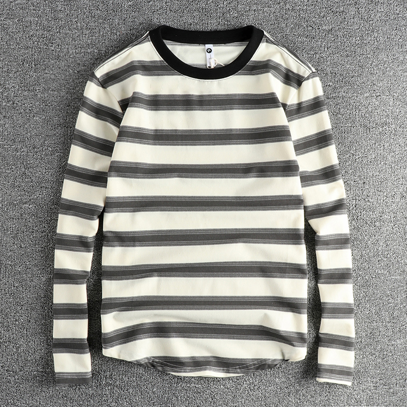 定织条纹面料英伦潮流长袖