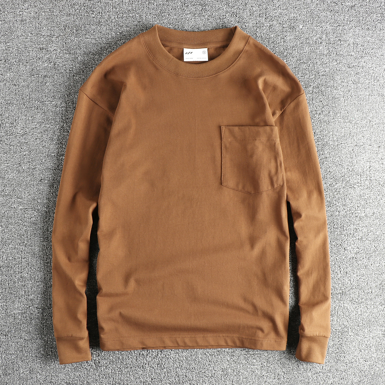 复古潮流男款口袋长袖T恤