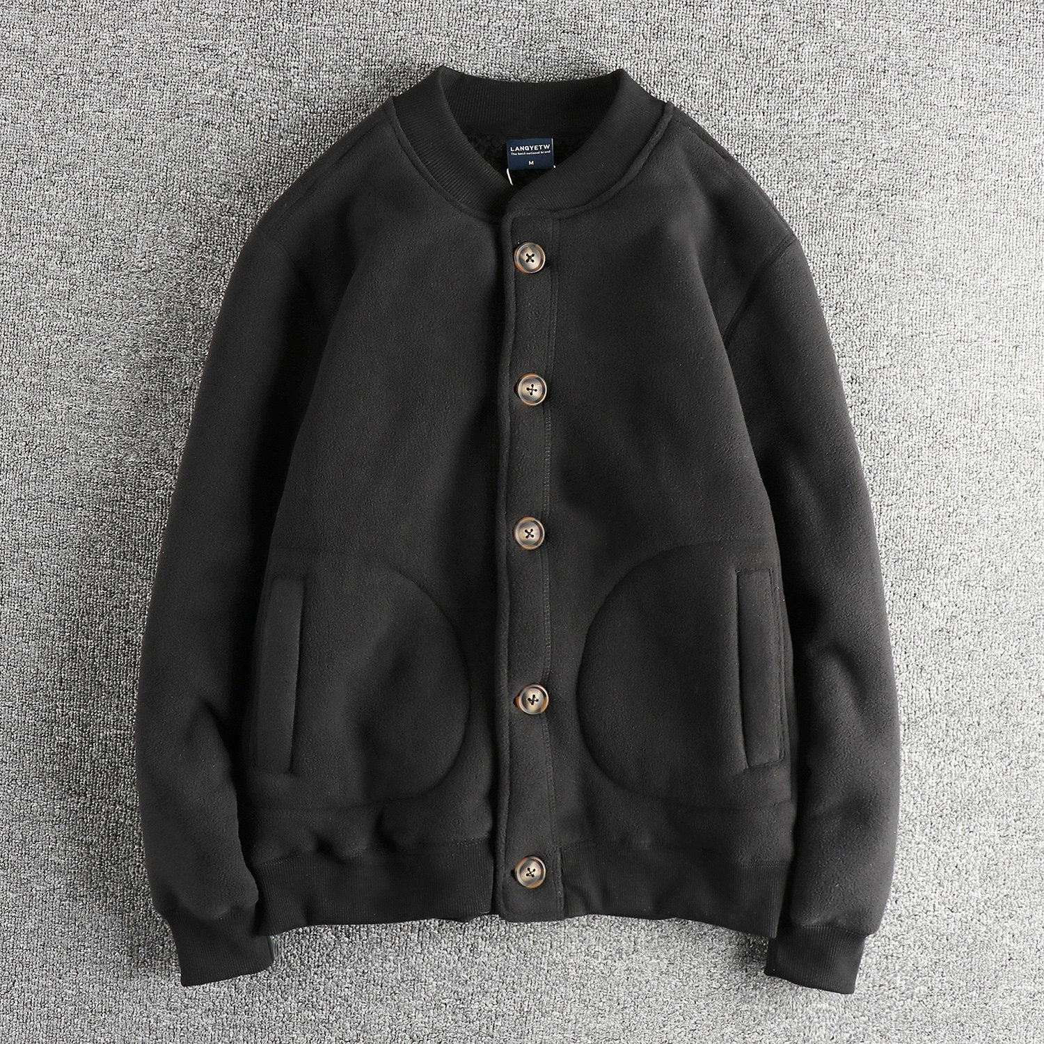 欧美外贸颗粒绒加厚保暖棒球夹克