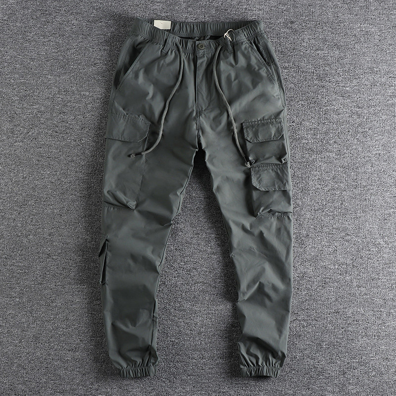 春夏薄料速干立体口袋工装休闲裤男美式机能风潮流青年运动束脚裤