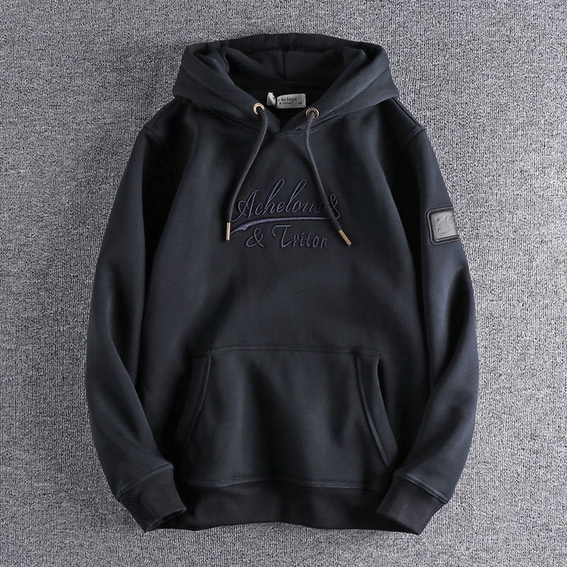 美式休闲纯色潮连帽卫衣