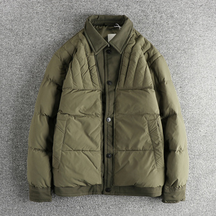 加厚保暖翻领工装 美式 新款 羽绒服冬季 夹克鸭绒外套 设计感潮流男士