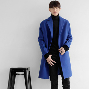 2026韩版男士毛呢大衣休闲宽松男中长款大码呢子青少年风衣外套