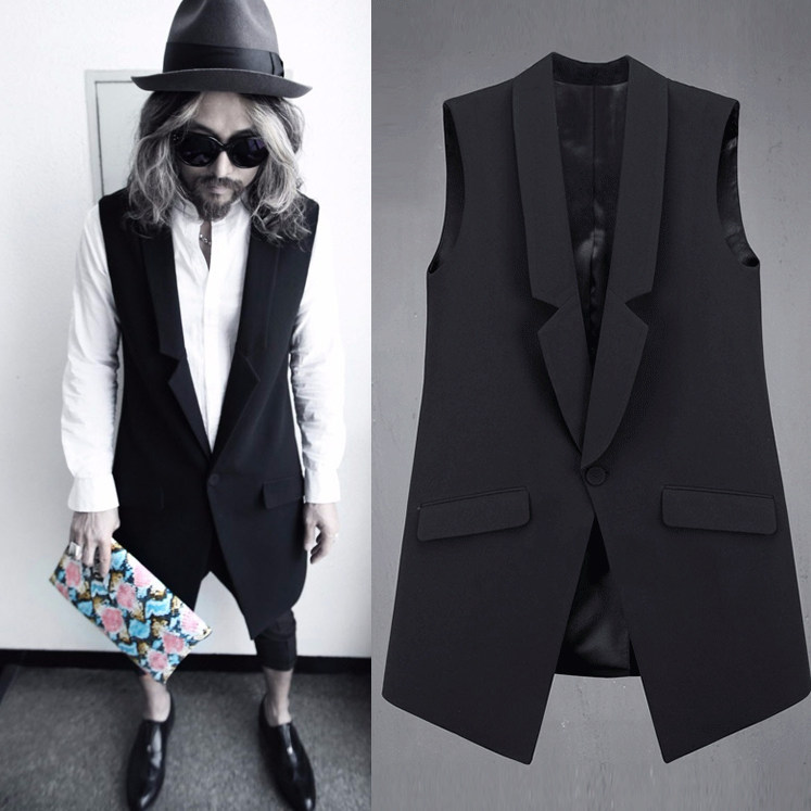 2026新款男士修身中长款个性马夹西服领英伦潮流马甲男时尚